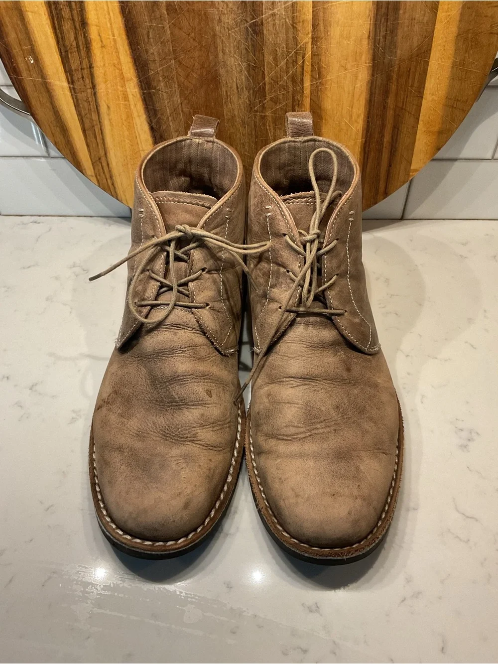 Original Penguin Men's Taupe Chukka Boots with Lace-Up Closure